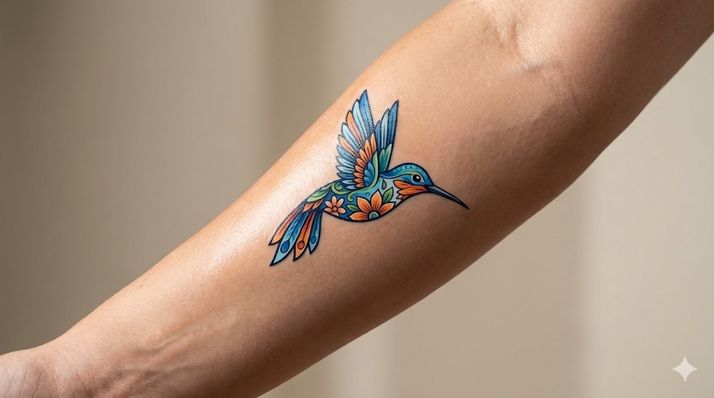 a temporary tattoo of a bird